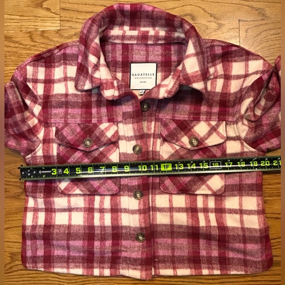 Bagatelle Red & Pink Plaid‎ Crop Jacket Sz M - Picture 3 of 7